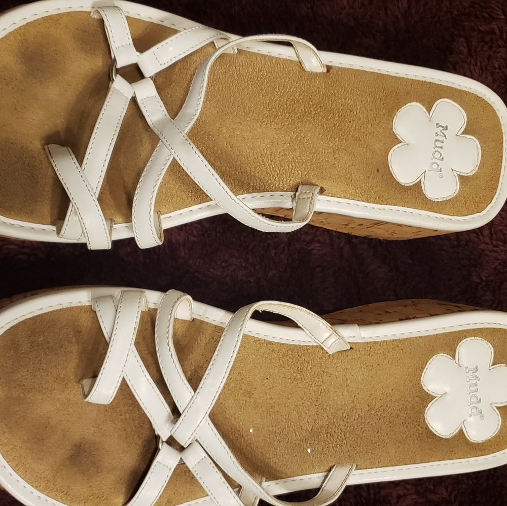 White strap sandals with a slight wedge